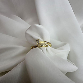 Gold Zirkon Taşlı Çivi Model Ayarlanabilir Çelik Yüzük