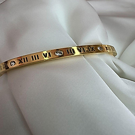 Roma Rakamlı Çelik Kelepçe Bileklik
