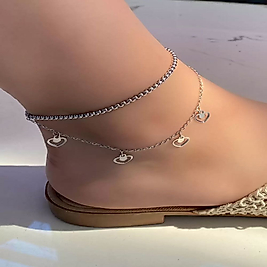 Gümüş Renk Kalp Detaylı Çelik Halhal