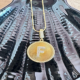 Çelik Taşlı F Harfli Kolye