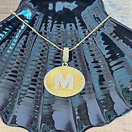 Çelik Taşlı M Harfli Kolye