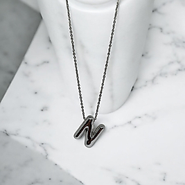 Gümüş Renk N Harfli Çelik Balon Kolye