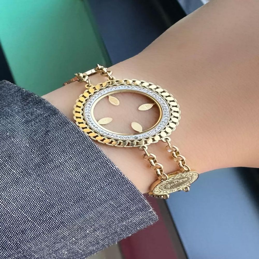 Gold Renk Çeyrek Takılabilen Çelik Bileklik