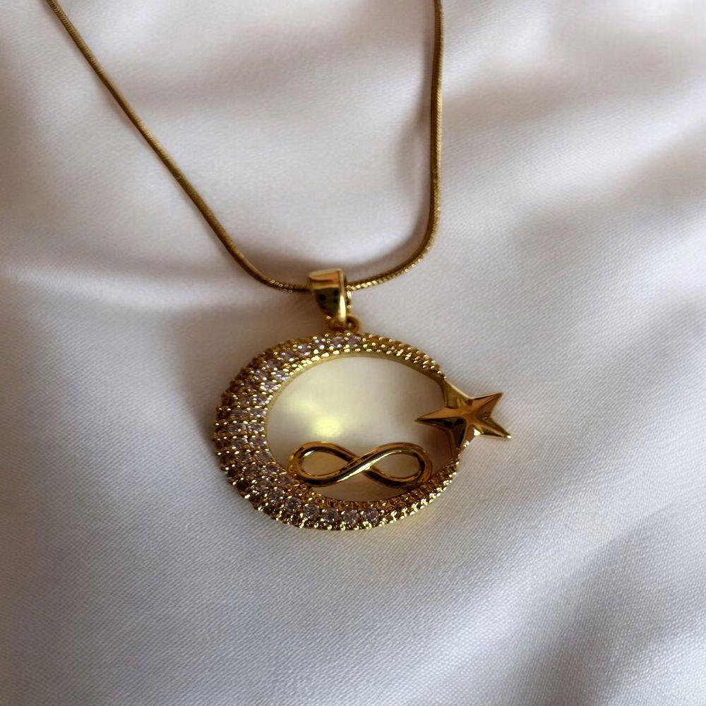 Çelik Ay Yıldız Kolye