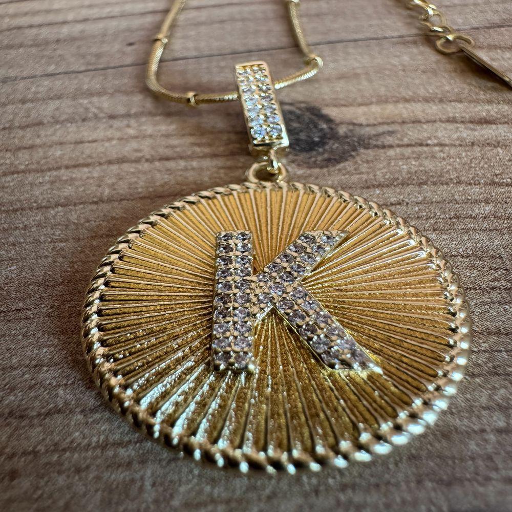 Çelik Taşlı K Harfli Kolye