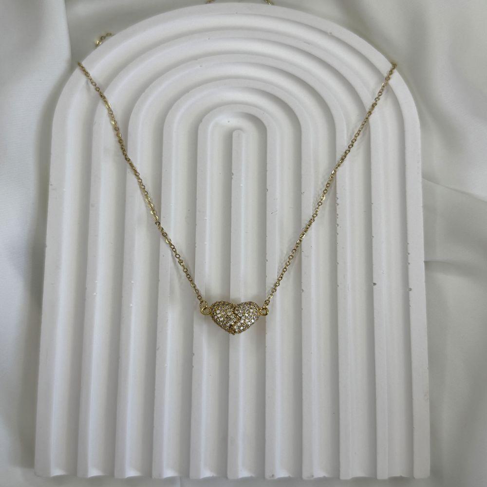 Mıknatıslı Açılabilir Kalpli Gold Çelik Kolye